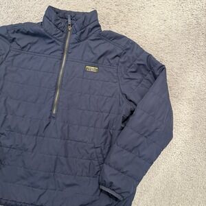 L.L Bean Men's Mountain Classic Puffer 1/4 Zip Pullover Jacket Navy XXL Outdoors